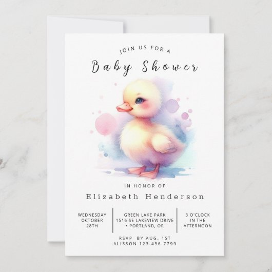 Chic Printable Duck Baby shower Kaart (Voorkant)