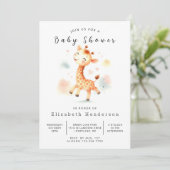Chic Printable Giraffe Baby shower Kaart (Staand voorkant)
