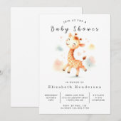 Chic Printable Giraffe Baby shower Kaart (Voorkant / Achterkant)