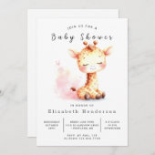 Chic Printable Giraffe Baby shower Kaart (Voorkant / Achterkant)