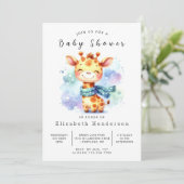Chic Printable Giraffe Baby shower Kaart (Staand voorkant)