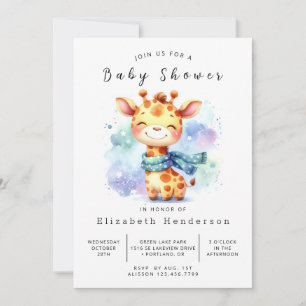 Chic Printable Giraffe Baby shower Kaart
