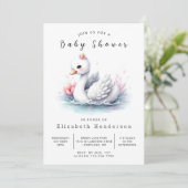 Chic Printable Swan Baby shower Kaart (Staand voorkant)