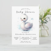 Chic Printable Swan Baby shower Kaart (Staand voorkant)