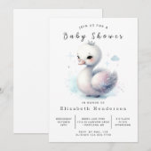 Chic Printable Swan Baby shower Kaart (Voorkant / Achterkant)