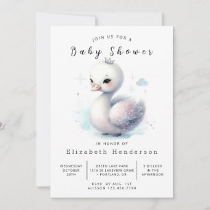 Chic Printable Swan Baby shower Kaart