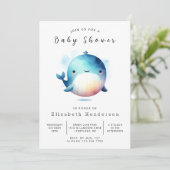 Chic Printable Whale Baby shower Kaart (Staand voorkant)