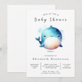 Chic Printable Whale Baby shower Kaart (Voorkant / Achterkant)