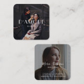 Chic Professional 2 foto's zwart-wit Vierkante Visitekaartje (Voorkant / Achterkant)