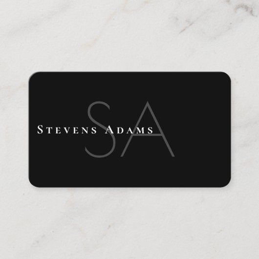 Chic Professional Black en White Monogramed Visitekaartje (Voorkant)