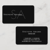 Chic Professional Black en White Monogramed Visitekaartje (Voorkant / Achterkant)