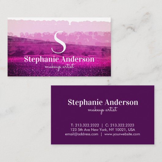 Chic Professional Burgundy and Pink Monogrammed Visitekaartje (Voorkant / Achterkant)