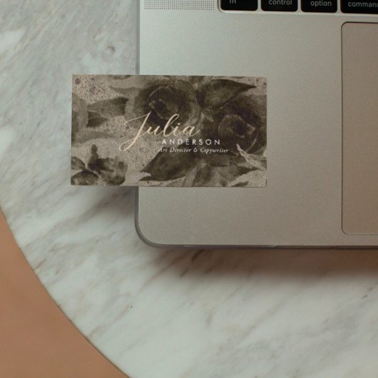 Chic Professional  Gold Floral Script Visitekaartje