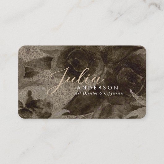 Chic Professional Gold Floral Script Visitekaartje (Voorkant)