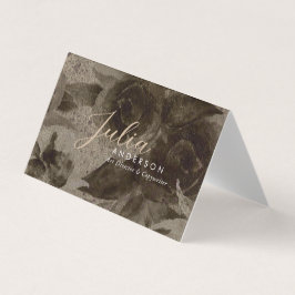 Chic Professional  Gold Floral Script Visitekaartje
