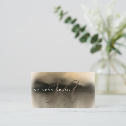 Chic Professional Gold Waterverf Monogrammen Visitekaartje (Staand voorkant)