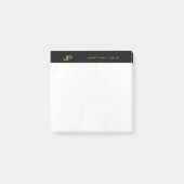Chic Professional Monogram zwarte goudmarmer Post-it® Notes (Voorkant)