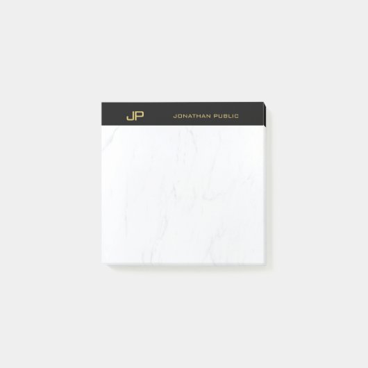 Chic Professional Monogram zwarte goudmarmer Post-it® Notes (Voorkant)