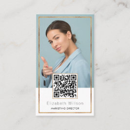 Chic Professional QR Code Gold Glitter Lijst Foto Visitekaartje