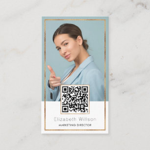 Chic Professional QR Code Gold Glitter Lijst Foto Visitekaartje
