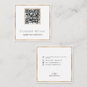 Chic Professional QR Code Gold Glitter Lijst Vierkante Visitekaartje (Voorkant / Achterkant)