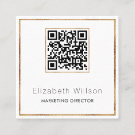 Chic Professional QR Code Gold Glitter Lijst Vierkante Visitekaartje