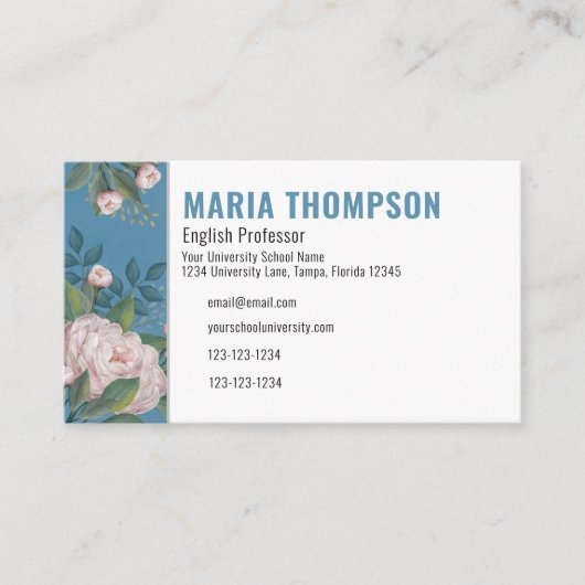 Chic Professional Roze Roze Floral QR Code Visitekaartje (Voorkant)