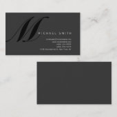 Chic Professioneel Monogram Grijs Visitekaartje (Voorkant / Achterkant)
