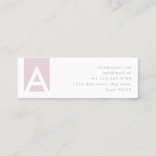 Chic professioneel monogram minimaal mini visitekaartje (Achterkant)