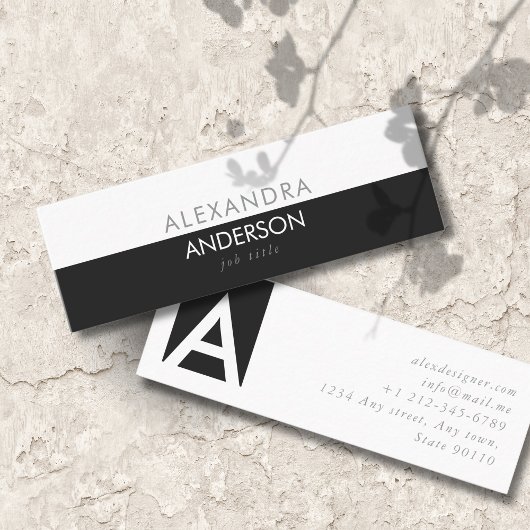 Chic professioneel monogram minimaal mini visitekaartje