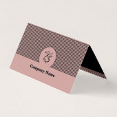 Chic Professioneel Zwart Roze Gevouwen Visitekaart Kaart (Achterkant)