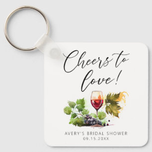 Chic proost naar liefde aquarel wijn favoriet sleutelhanger