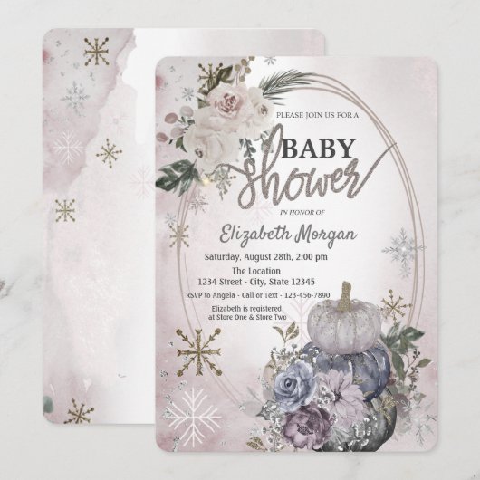 Chic Pumpkins Boho Flowers Baby shower Kaart (Voorkant / Achterkant)