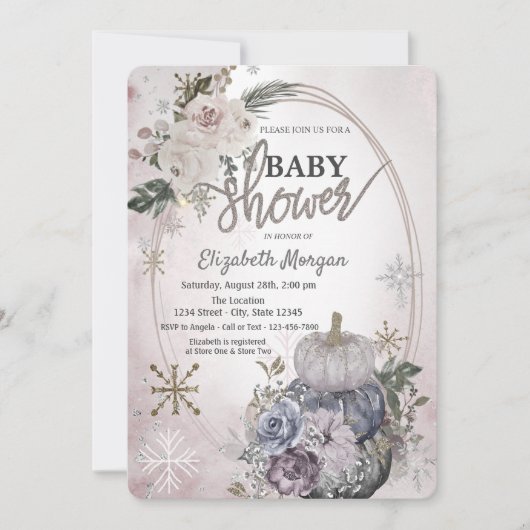 Chic Pumpkins Boho Flowers Baby shower Kaart (Voorkant)