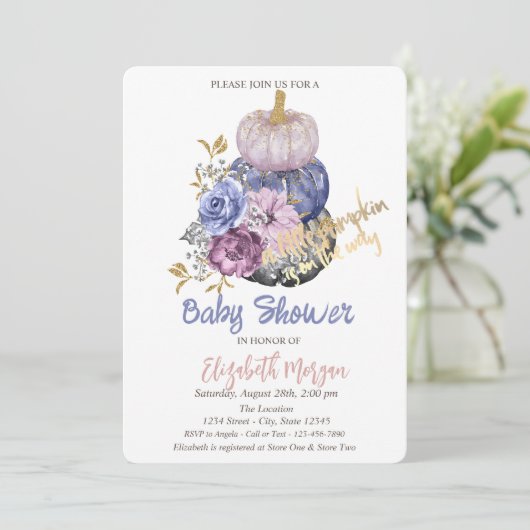 Chic Pumpkins, Flowers Baby shower Kaart (Staand voorkant)