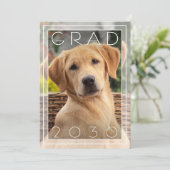 Chic Puppy School Gold Foil Afstuderen Aankondiging (Staand voorkant)