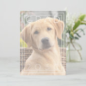 Chic Puppy School Gold Foil Afstuderen Aankondiging (Staand voorkant)