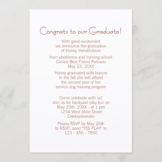 Chic Puppy School Gold Foil Afstuderen Aankondiging (Achterkant)