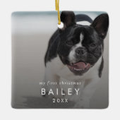 Chic Puppy's eerste kerst hond foto overlay Keramisch Ornament (Voorkant)