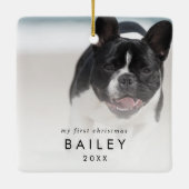 Chic Puppy's eerste kerstfoto Keramisch Ornament (Achterkant)