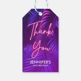  Chic Purle Palm Leaf Birthday Gift Tag Cadeaulabel