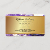 Chic Purple Agate gold glitter marble Professional Visitekaartje (Achterkant)