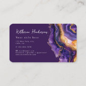 Chic Purple Agate gold glitter marble Professional Visitekaartje (Achterkant)