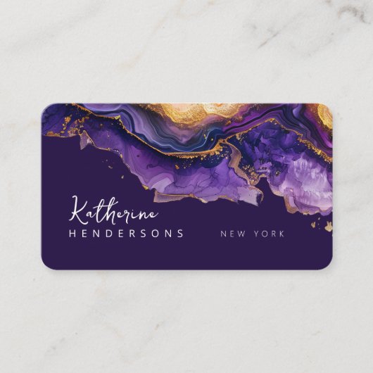 Chic Purple Agate gold glitter marble Professional Visitekaartje (Voorkant)