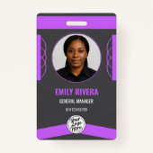 Chic Purple and Gray Professional ID Holder Badge (Voorkant)