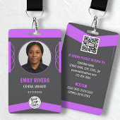 Chic Purple and Gray Professional ID Holder Badge
