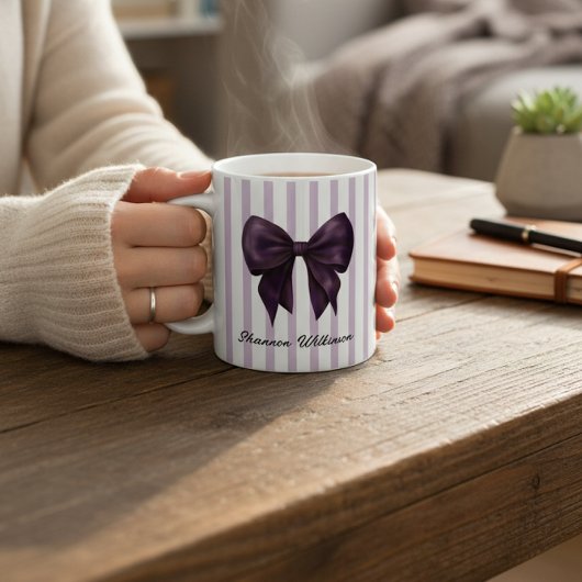 Chic Purple Bow Feminine Name Mug Koffiemok