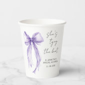 Chic Purple Bow Watercolor Bridal Shower Papieren Bekers (Voorkant)