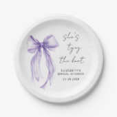 Chic Purple Bow Watercolor Bridal Shower Papieren Bordje (Voorkant)