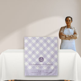 Chic Purple Checker Bakery Logo Event Table Runner Wandkleed